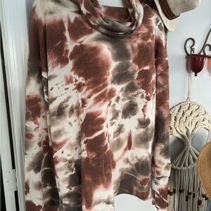 Tie-Dye Cowl Neck Sweater